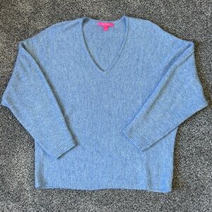 Lilly Pulitzer Savette Blue Sequin Sparkle V-Neck Knit Sweater